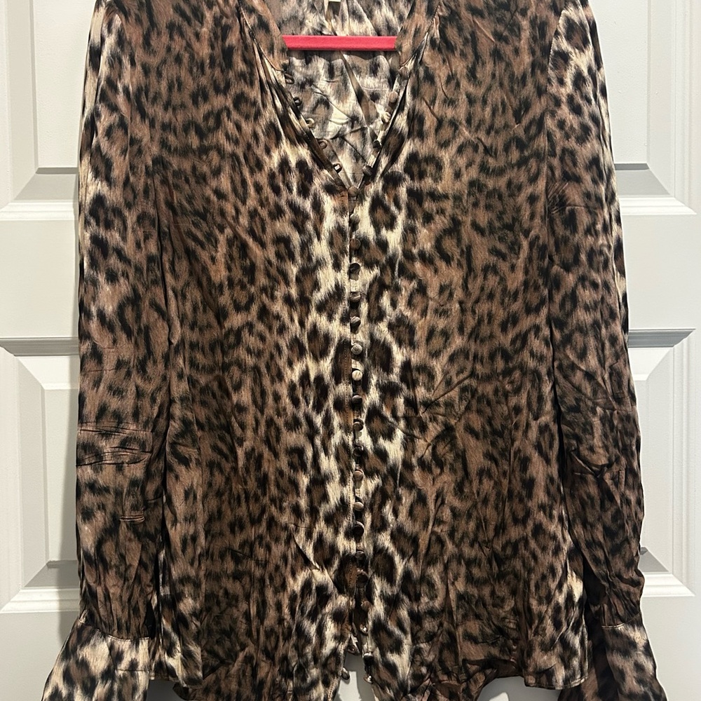 Joie Animal Print Button-Up Blouse